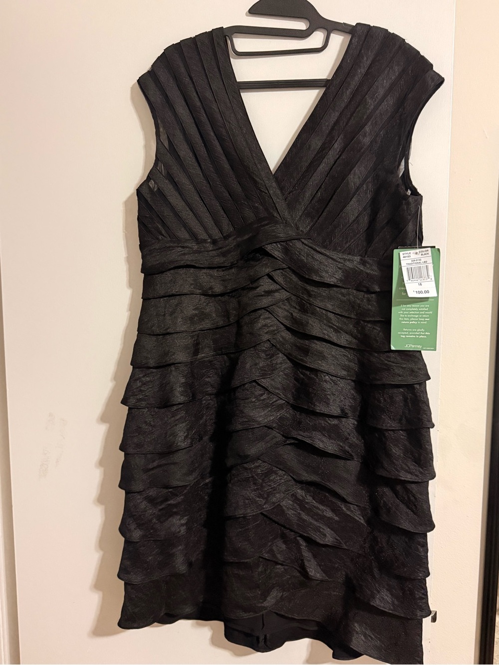 jcpenney Black Tiered V-Neck Ruffle Midi Dress
